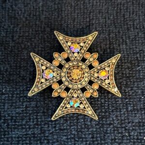 Vintage Chico’s Maltese Cross Brooch with Rhinestones